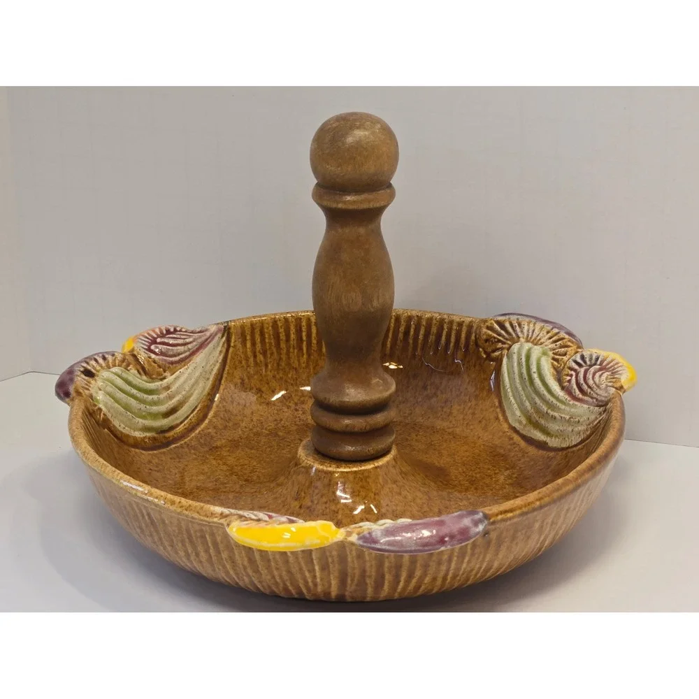 Vintage MCM California Originals Ceramic Tidbit Tray Amber Speckle Glaze 512 USA
